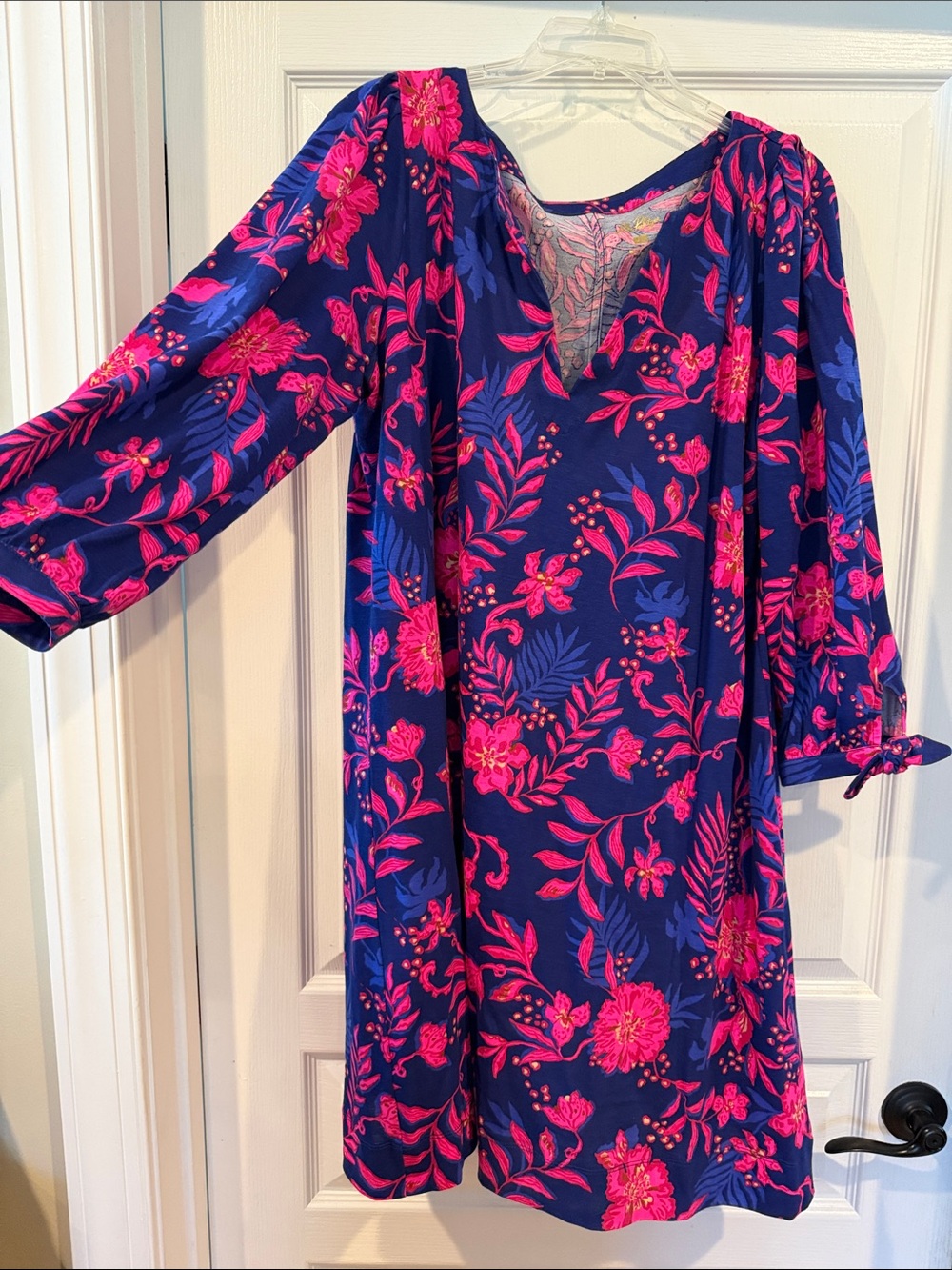 Lilly Pulitzer Navy Shift Dress with Hot Pink Floral Print